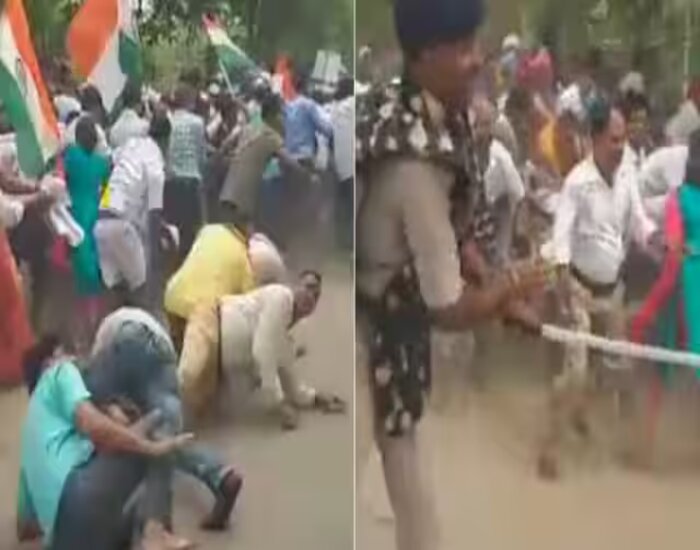 विधानसभा घेराव करने जा रहे किसान सलाहकारों पर लाठीचार्ज.