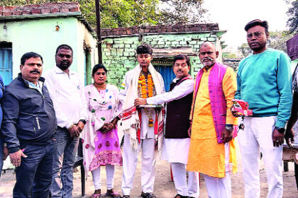 राष्ट्रीय पदक विजेता को किया गया सम्मानित