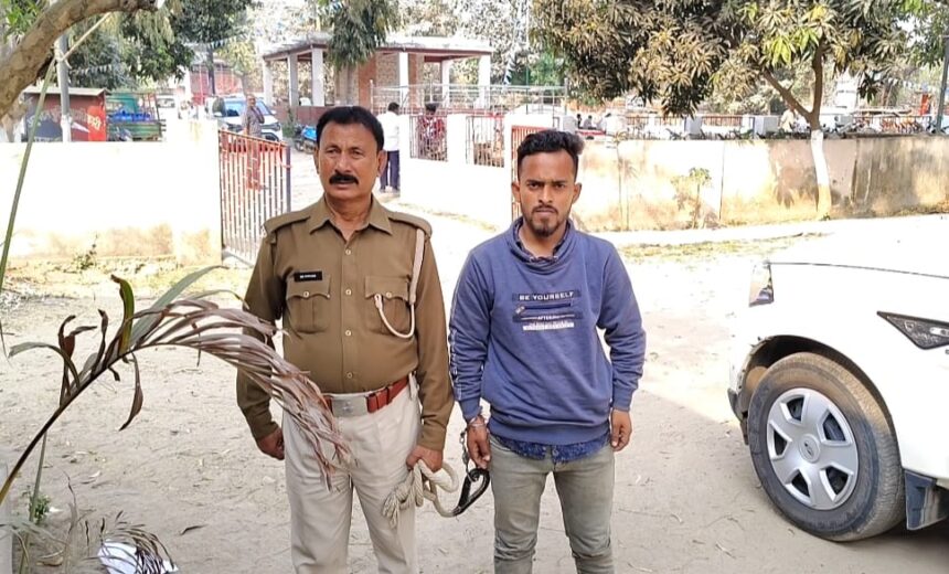 हरिपुर गांव में छापेमारी, पुलिस ने युवक को हथियार के साथ दबोचा