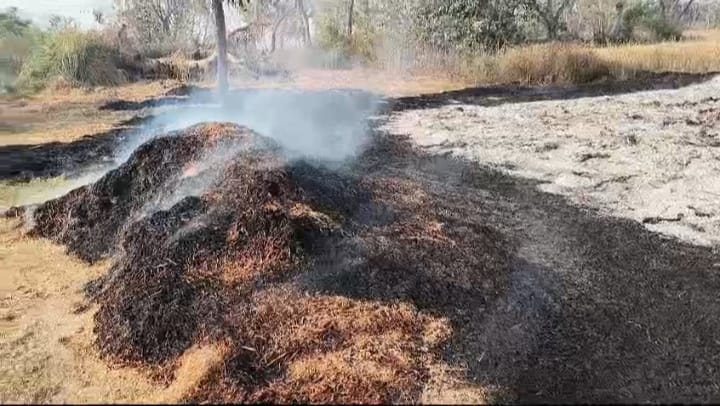 बक्सर में खलिहान में लगी आग, लाखों का हुआ नुकसान