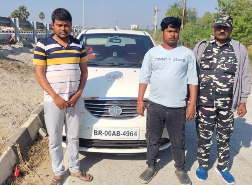 अवैध शराब तस्करी का भंडाफोड़, टाटा इंडिका से भारी मात्रा में विदेशी शराब जब्त, 3 गिरफ्तार