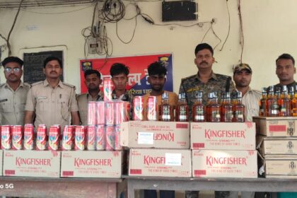 कार में लदी विदेशी शराब और बियर की बड़ी खेप जब्त, दो तस्कर गिरफ्तार