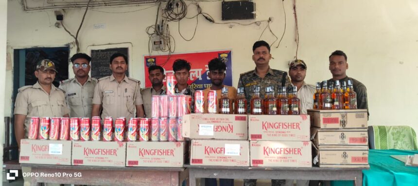 कार में लदी विदेशी शराब और बियर की बड़ी खेप जब्त, दो तस्कर गिरफ्तार