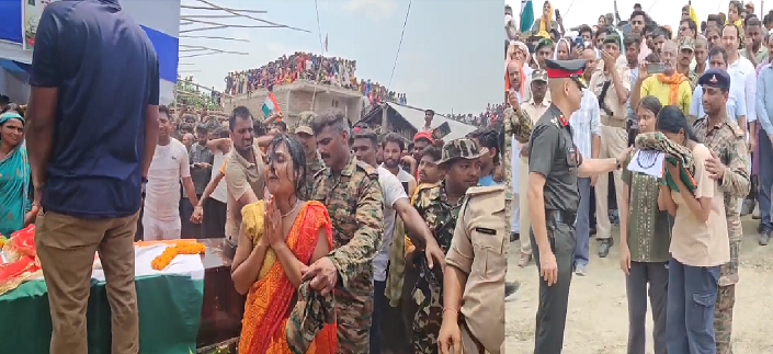 तिरंगे में लिपटा लौट आया वीर सपूत शहीद संतोष यादव को पूरे गांव ने नम आंखों से दी अंतिम विदाई