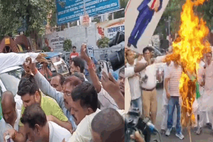 लालू यादव के जन्मदिन पर बाबा साहब अंबेडकर के अपमान को लेकर बीजेपी अनुसूचित जाति मोर्चा का पुतला दहन