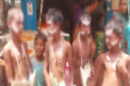 पांच बच्चों को नंगा करके घुमाया,चॉकलेट चुराने का आरोप.