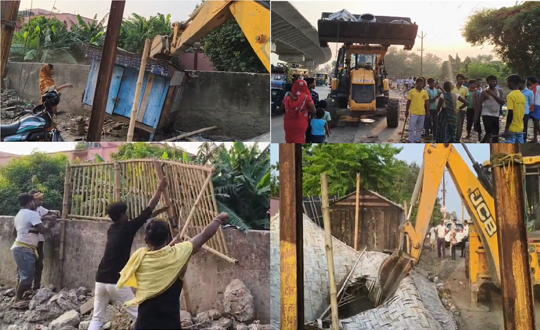 अवैध अतिक्रमण पर चला जिला प्रशासन का बुलडोजर, दुकानदारों में मचा हड़कंप