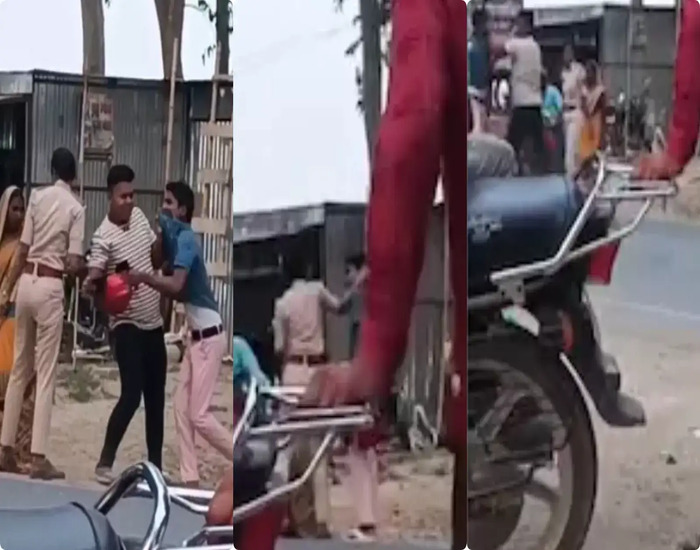 महिला दारोगा ने सरेराह युवक को पीटा और ड्राइवर से भी पिटवाया, गुंडागर्दी का विडिओ वायरल.
