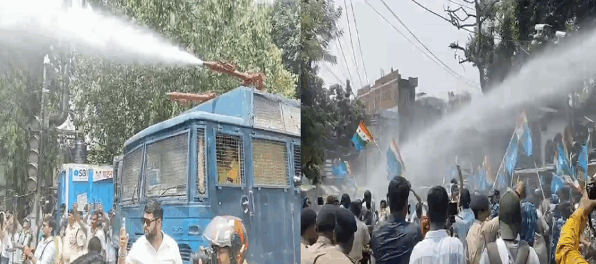 बिहार में कांग्रेस-NSUI कार्यकर्ताओं पर पुलिस का वाटर कैनन, विधानसभा मार्च रोका गया