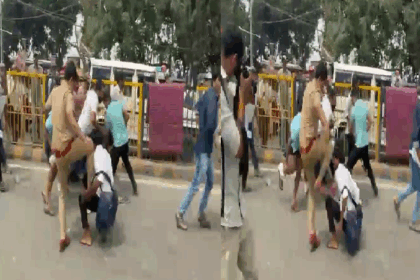 पटना पुलिस पर गंभीर आरोप: प्रदर्शनकारी को बूट से सीने पर मारने का वीडियो वायरल