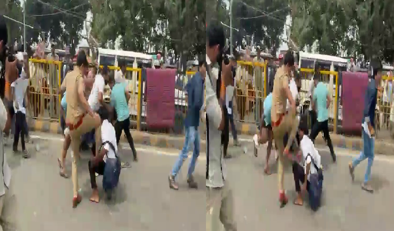 पटना पुलिस पर गंभीर आरोप: प्रदर्शनकारी को बूट से सीने पर मारने का वीडियो वायरल