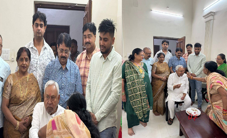 मुख्यमंत्री आवास में नीतीश कुमार और निशांत ने मनया रक्षाबंधन