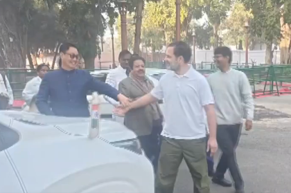 राहुल गांधी और किरेन रिजिजू की संसद परिसर में अचानक मुलाकात, आंबेडकर की पुण्यतिथि पर की संविधान की रक्षा की बात