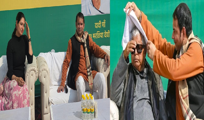 पिता के लिए 'छतरी' बने तेज प्रताप, पर सबकी नजरें मोनिका मनी पर! शाही भोज में 'हुस्न' और 'सियासत' के मिलन ने पटना में मचाई हलचल