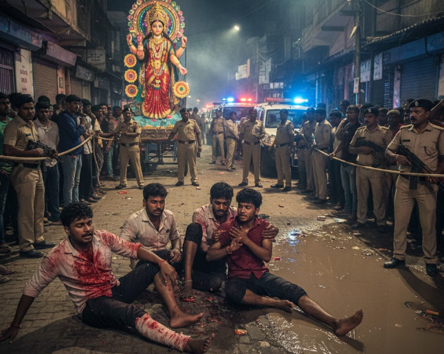 भागलपुर में मूर्ति विसर्जन के दौरान दो गुटों में हिंसक टकराव, बम धमाकों से क्षेत्र में हड़कंप, 4 लोग घायल
