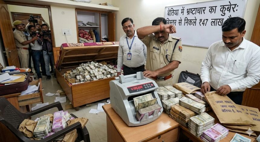 बेतिया में असिस्टेंट इंजीनियर के घर से 47 लाख कैश बरामद, 5 लाख घूस लेते रंगे हाथ गिरफ्तार