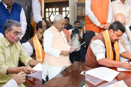 बिहार की सियासत में ऐतिहासिक 'पावर शो': तीन राष्ट्रीय अध्यक्षों ने एक साथ भरा राज्यसभा का पर्चा, अमित शाह बने गवाह